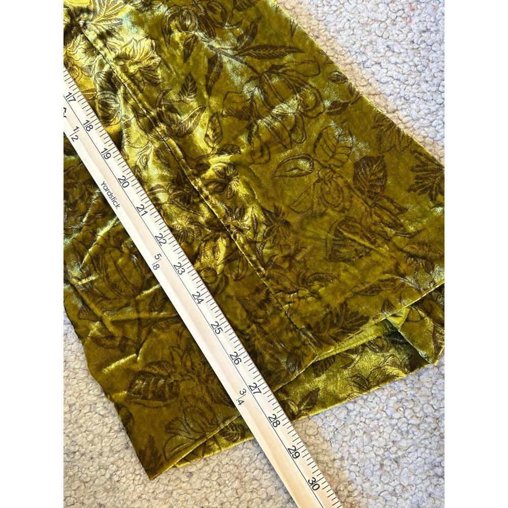 NWT Vintage Anthropologie Green Gold Floral Velvet Wide-Leg Trouser Pants Size 6 - Picture 10 of 11